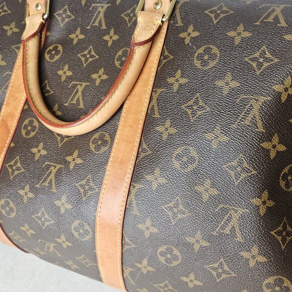 Louis Vuitton Monogram Duffle Bag Keepall 50 Bandoliere Crossbody Tote Bag Purse - Picture 4 of 16
